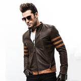 High-end brand men's zipper leather jacket Wolverine casual PU leather locomotive coat Logan bomber jacket slim coat size M-5XL