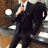 Blazers Pants Vest 3 Pieces Sets / Fashion men's casual boutique business Wedding Groomsmen suit jacket coat trousers waistcoat