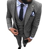 Mens suits Wave point Three Pieces Men Dress Suits Casual Commuter office business suits For Wedding(Blazer+Vest+Pants)