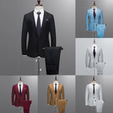 Autumn Suit Set 3XL Men's NEW Fashion Smart Casual Slim Button Suit Solid Blazer Business Wedding Host Show Coat & Pant Freeship