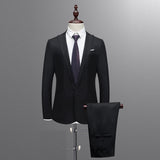 Autumn Suit Set 3XL Men's NEW Fashion Smart Casual Slim Button Suit Solid Blazer Business Wedding Host Show Coat & Pant Freeship