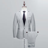 Autumn Suit Set 3XL Men's NEW Fashion Smart Casual Slim Button Suit Solid Blazer Business Wedding Host Show Coat & Pant Freeship