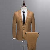 Autumn Suit Set 3XL Men's NEW Fashion Smart Casual Slim Button Suit Solid Blazer Business Wedding Host Show Coat & Pant Freeship