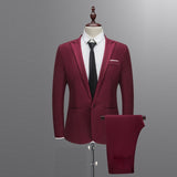 Autumn Suit Set 3XL Men's NEW Fashion Smart Casual Slim Button Suit Solid Blazer Business Wedding Host Show Coat & Pant Freeship