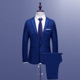 Autumn Suit Set 3XL Men's NEW Fashion Smart Casual Slim Button Suit Solid Blazer Business Wedding Host Show Coat & Pant Freeship