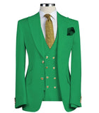 Men Suits 3 Pieces Slim Fit Business Suits Groom Army Green Noble Grey White Tuxedos for Formal Wedding suit(Blazer+Pants+Vest)