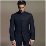 Latest Designs Bruce Lee Style Groom suits Tuxedos black Mandarin collar Men Wedding suits Dinner Suits jacket+pants