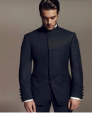 Latest Designs Bruce Lee Style Groom suits Tuxedos black Mandarin collar Men Wedding suits Dinner Suits jacket+pants