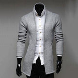 Mens Vintage Blazer Coats Knitted Mandarin Collar Business Dress Blazers Casual Jackets Male Slim Fits Suit Jacket платье пиджак