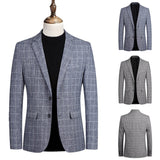 Fashion Men's Casual Plaid Suit Lapel Slim Fit Stylish Suit Coat Drop shipping Girl Boy woman the man autumn Europe autumn Europ