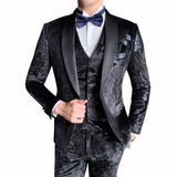 2019 Autumn Vestito Da Sposo 3 Pieces Suit Men Wedding Dress Suits Floral Printed Costume Homme Mariage Baroque Suits Men 3XL