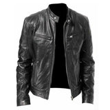 New Autumn Winter Mens Leather Jackets Black Biker Motorcycle Mens Leather Jacket Men Pu Leather Stand Collar Coats Male