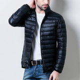 2019 fashion Men Winter Warm Coat Duck Down Jacket Packable Puffer Outwear Zipper Stand Collar  White Duck Down slim fit coat