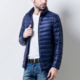 2019 fashion Men Winter Warm Coat Duck Down Jacket Packable Puffer Outwear Zipper Stand Collar  White Duck Down slim fit coat