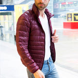 2019 fashion Men Winter Warm Coat Duck Down Jacket Packable Puffer Outwear Zipper Stand Collar  White Duck Down slim fit coat