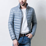 2019 fashion Men Winter Warm Coat Duck Down Jacket Packable Puffer Outwear Zipper Stand Collar  White Duck Down slim fit coat