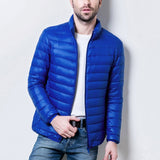 2019 fashion Men Winter Warm Coat Duck Down Jacket Packable Puffer Outwear Zipper Stand Collar  White Duck Down slim fit coat