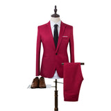 CYSINCOS 2019 New 2 Pieces Business Blazer+Pants Suit Sets Men Autumn Fashion Solid Slim Wedding Set Vintage Classic Blazer Male