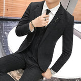( Jacket + Vest + Pants ) Male High-end Fashion lattice Groom groomsmen Wedding Suits Men's Casual Business Three-piece Suits