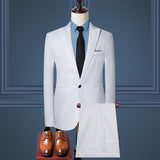 2019 Business Casual Men's Suit 2 Piece Set and Single Jacket Slim Straight Cotton Men's Coats Off-white