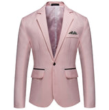 LASPERAL Men's Formal Slim Fit Formal One Button Suit Long Sleeve Notched Blazer Cotton Blend Coat Jacket Top