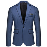 LASPERAL Men's Formal Slim Fit Formal One Button Suit Long Sleeve Notched Blazer Cotton Blend Coat Jacket Top