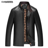 HEFLASHOR 2019 New Autumn Winter Men Leather Jacket Stand Collar Plus Velvet Thick Warm Leather Jacket Men Social Mens Jackets