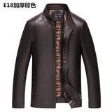 HEFLASHOR 2019 New Autumn Winter Men Leather Jacket Stand Collar Plus Velvet Thick Warm Leather Jacket Men Social Mens Jackets