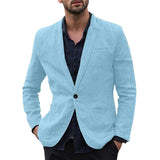 Men suit пиджак мужской suit jacket Men Slim Fit Cotton Blend Solid Long Sleeve Thin Suits Blazer Jacket Outwear free shippingD4