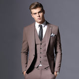 Sale Brand Mens Suit Jacket Formal Business Blazer Men Groom Three Pieces Slim Fit Party Clothing Single Button Wedding Dress