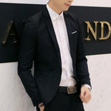 MISSKY Autumn Spring Men Solid Color Casual Business Jacket One Button Slim Fit Suit Fashionable Coat Tops