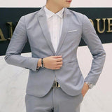 MISSKY Autumn Spring Men Solid Color Casual Business Jacket One Button Slim Fit Suit Fashionable Coat Tops