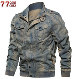 Mens Denim Jacket Big Size 6XL Military Tactical Jeans jacket Solid Casual Air Force Pilot Coat Casaco Masculino DropShipping
