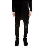 2019 New Hip Hop Black Ripped Jeans Men With Holes Denim Skinny Jeans Men Slim Fit Jean Pants Streetwear Biker Jeans