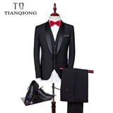 Brand Men Suit 2019 Wedding Suits for Men Shawl Collar 3 Pieces Slim Fit Burgundy Suit Mens Royal Blue Tuxedo Jacket QT977
